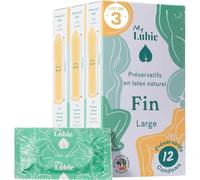 MY LUBIE - Pack de 3 x 12 Préservatifs Ultra Fins - Lubrifiés, Vegan, Équitables et Sains - Taille Large 57mm - Sensations Naturelles et Solidité - Qualité Premium