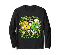 My Lucky Charms Call Me Lunch Lady St Patricks Day Shamrock Manche Longue