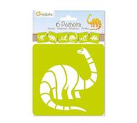 MY MANDARINE 42449MD - Un paquet de 6 POCHOIRS 15x15 cm avec notice incluse - À partir de 3 ans - DINOSAURES