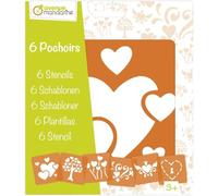 MY MANDARINE 42640O - Un paquet de 6 POCHOIRS 15x15 cm avec notice incluse - À partir de 3 ans - COEURS