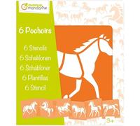 MY MANDARINE 42644O - Un paquet de 6 POCHOIRS 15x15 cm avec notice incluse - À partir de 3 ans - CHEVAUX