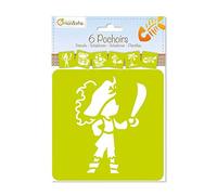 MY MANDARINE 42837O - Un paquet de 6 POCHOIRS 15x15 cm avec notice incluse - À partir de 3 ans - PIRATES
