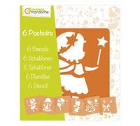 MY MANDARINE 42839O - Un paquet de 6 POCHOIRS 15x15 cm avec notice incluse - À partir de 3 ans - FÉES