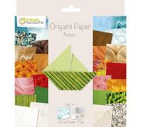 Avenue Mandarine Feuilles Origami 52503MD – 60 feuilles 20x20 cm 70 g, stickers 'Yeux' – NATURE