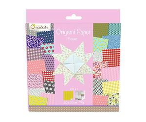 MY MANDARINE 52507O Origami 60 feuilles 20x20 + stickers yeux Flowers
