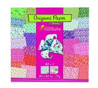 Avenue Mandarine 52509O - Un paquet de 60 feuilles Origami 20x20 cm 70G (30 motifs x 2 feuilles) + une planche de stickers ''Yeux'', À partir de 7 ans - LIBERTY