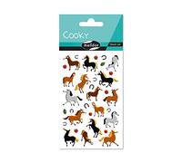 MY MANDARINE 560353C - GOMMETTES 3D Cooky - 1 planche 12x8 cm - 18 stickers - CHEVAUX