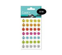 MY MANDARINE 560355Cpack - GOMMETTES 3D Cooky - LOT DE 10 planches 12x8 cm - 350 stickers - APPRECIATIONS