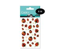 MY MANDARINE 560358Cpack - GOMMETTES 3D Cooky - LOT DE 10 planches 12x8 cm - 340 stickers - COCCINELLES