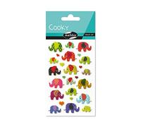 MY MANDARINE 560372C - GOMMETTES 3D Cooky - 1 planche 12x8 cm - 26 stickers - ELEPHANTS