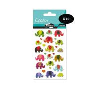 Maildor 560372Cpack - GOMMETTES 3D Cooky - LOT DE 10 planches 12x8 cm - 260 stickers - ELEPHANTS