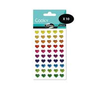 MY MANDARINE 560380Cpack Cooky 10 planches 500 stickers Cœurs multicolores