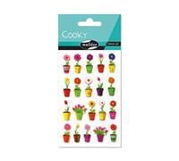 MY MANDARINE 560415C - GOMMETTES 3D Cooky - 1 planche 12x8 cm - 20 stickers - FLEURS EN POT