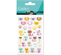 MY MANDARINE 560500C - GOMMETTES 3D Cooky - 1 planche 12x8 cm - 31 stickers - CHATS/COEURS