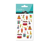 MY MANDARINE 560516C - GOMMETTES 3D Cooky - 1 planche 12x8 cm - 27 stickers - ANNIVERSAIRE