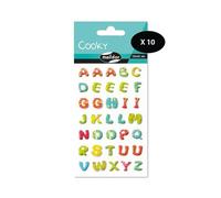 MY MANDARINE 560522Cpack - GOMMETTES 3D Cooky - LOT DE 10 planches 12x8 cm - 350 stickers - ALPHABET PEP'S