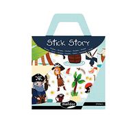 Maildor 566403O - Valisette Stick'story - 2 DÉCORS 42x14 cm + 4 planches de GOMMETTES repositionnables - PIRATES (91 stickers)
