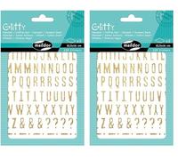 MY MANDARINE AE070O- GOMMETTES Glitty - 4 planches 16x10,5 cm - 228 Stickers PAILLETÉS - ALPHABET/CHIFFRES - OR (Lot de 2)