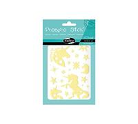 MY MANDARINE AE079O - GOMMETTES Phospho'Stick - 2 planches 10,5x16 cm - BRILLANTES DANS LA NUIT - LICORNES (56 stickers)