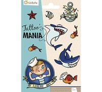 MY MANDARINE CC004O - TATOO'MANIA - 1 feuille 10,5x16 cm de 9 tatoos - À partir de 5 ans - MARIN