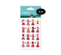 MY MANDARINE CY002Opack - GOMMETTES 3D Cooky - LOT DE 10 planches 12x8 cm - 280 stickers - PRINCESSES