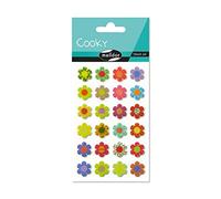 Maildor CY021O - GOMMETTES 3D Cooky - 1 planche 12x8 cm - 24 stickers - PERLES DE FLEURS
