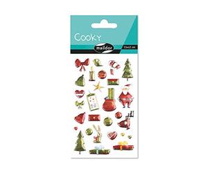 MY MANDARINE CY042O - GOMMETTES 3D Cooky - 1 planche 12x8 cm - 28 stickers - NOËL TRADITIONNEL