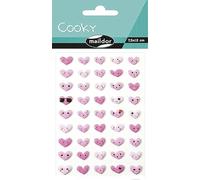 Maildor CY057O - GOMMETTES 3D Cooky - 1 planche 12x8 cm - 45 stickers - EMOTICONES COEURS