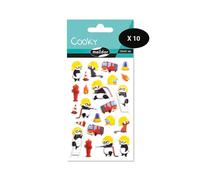 Maildor CY115Cpack - GOMMETTES 3D Cooky - LOT DE 10 planches 12x8 cm - 230 stickers - POMPIERS