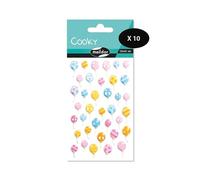 MY MANDARINE CY116Cpack - GOMMETTES 3D Cooky - LOT DE 10 planches 12x8 cm - 370 stickers - BALLONS DE BAUDRUCHE