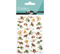 Maildor CY121C - GOMMETTES 3D Cooky - 1 planche 12x8 cm - 36 stickers - TORTUES DE MER
