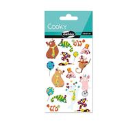 MY MANDARINE CY158Cpack - GOMMETTES 3D Cooky - LOT DE 10 planches 12x8 cm - 160 stickers - ANIMAUX CLOWNS