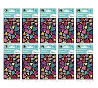 MY MANDARINE CY162Cpack - GOMMETTES 3D Cooky - LOT DE 10 planches 12x8 cm - PHOSPHORESCENTES - 360 stickers - CŒURS