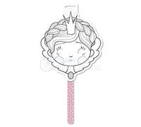 MY MANDARINE GY057O - Un masque Graffy Stick à customiser avec manche en carton imprimé 22x39,5 cm, Princesse