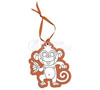 Étiquette en carton à décorer - Singe - 11 cm
