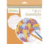 MY MANDARINE GY142C - Un carnet de coloriage Graffy pop 36 pages - Mandalas pré-découpées - À partir de 6 ans - PELE MELE CHATS