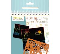 Avenue Mandarine GY147C - Un carnet Graffy Scratch de 24 cartes à gratter pré-imprimées + 1 pochoir et stylet en bois inclus - À partir de 5 ans - PIRATES