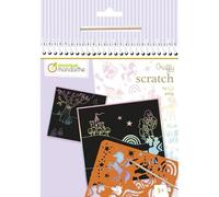 MY MANDARINE GY161C - Un carnet Graffy Scratch de 24 cartes à gratter pré-imprimées + 1 pochoir et stylet en bois inclus - À partir de 5 ans - LICORNE