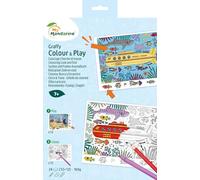 MY MANDARINE GY166C - Un carnet Graffy Colour & Play de 24 dessins (12 feuilles en couleurs & 12 coloriages) 160g - À partir de 7 ans - Cherche et trouve - MER
