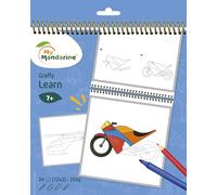 MY MANDARINE GY169C - Un carnet de coloriage Graffy Learn pour apprendre à dessiner - 24 dessins 250g - A partir de 7 ans - DINOSAURES