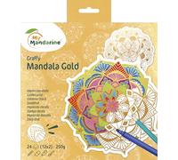 MY MANDARINE GY172C - Un carnet de coloriage Graffy Mandala GOLD 24 pages - Mandalas pré-découpées - Impression dorée - À partir de 6 ans - GOLD