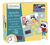 MY MANDARINE JE531C - Une boite éducative de 10 puzzles de 3 pièces à assembler - À partir de 6 ans - Apprendre à lire l'Heure