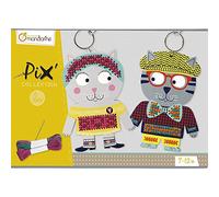 MY MANDARINE KC022O - Boite créative Broderie enfant Pix Collection - 2 Porte-clés - À partir de 7 ans