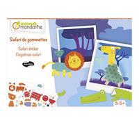 Avenue Mandarine Boîte créative Safari gommettes – 10 polaroïds pré-imprimées, 8 planches – 3 ans+