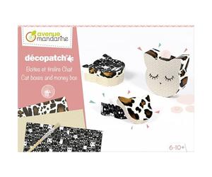 MY MANDARINE KC105C - Boite créative enfant - 1 tirelire et 2 boites à décorer - Technique Décopatch - À partir de 6 ans - CHAT