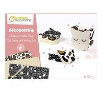 Avenue Mandarine – Boîte créative MY MANDARINE KC105C – 1 tirelire & 2 boîtes Décopatch – Chat – Dès 6 ans