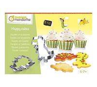 MY MANDARINE KC107C - Une boîte créative enfant HAPPY CAKES - livre de recettes + rouleau à patisserie + décorations et emporte-pièces - À partir de 5 ans - DINOSAURES