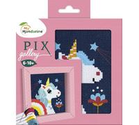 Avenue Mandarine Kit broderie enfant KC112C Pix Gallery Tableau 14x14 cm À partir de 6 ans Licorne