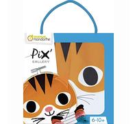 MY MANDARINE KC118C - Kit broderie enfant Pix Gallery - Tambourin rond 13 cm - À partir de 6 ans - CHAT