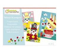 MY MANDARINE KC122C - Une boîte créative - 3 Tableaux à décorer + 200 pompons - À partir de 3 ans - TABLEAUX DE POMPONS